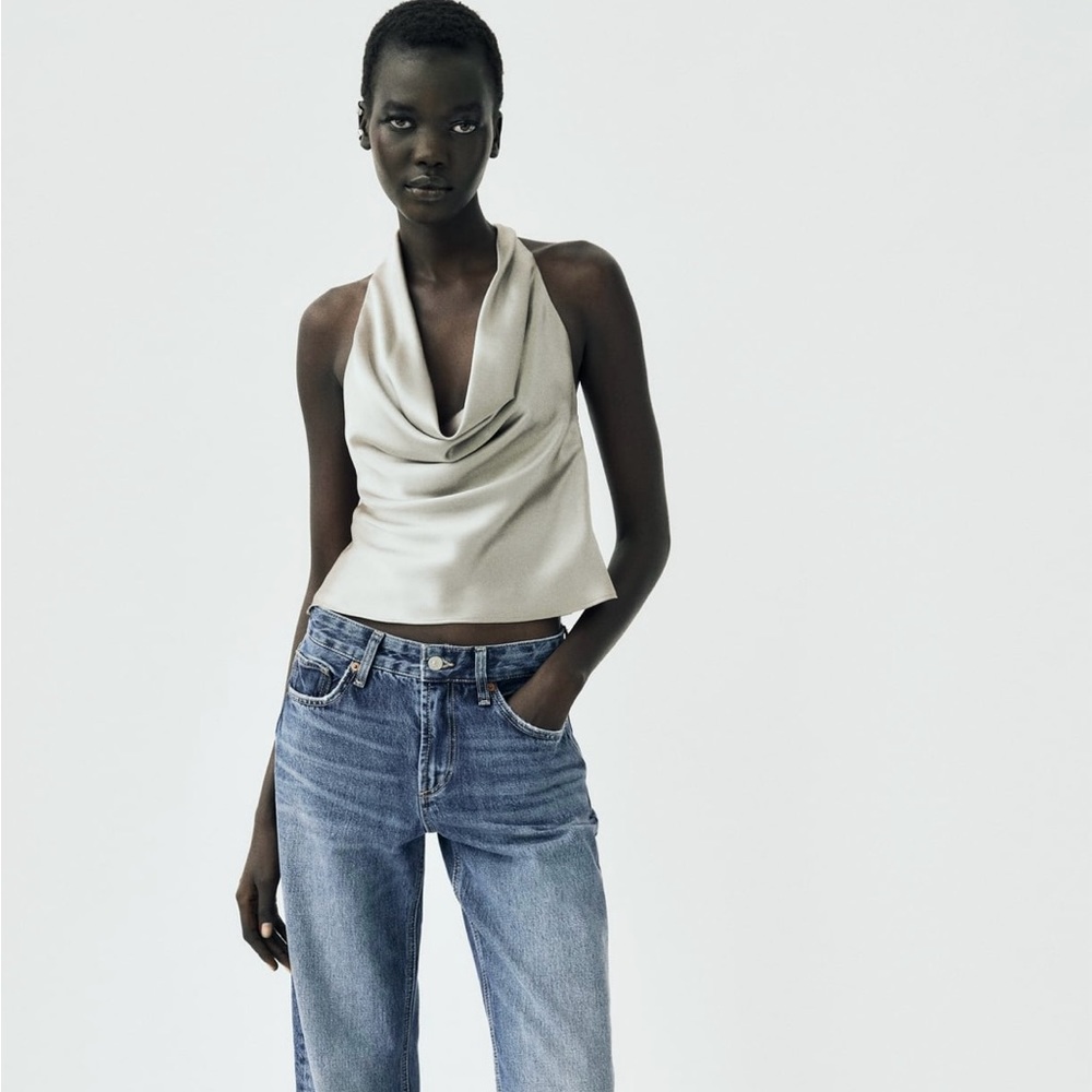 NWT Zara Silky Cowl Halter Top